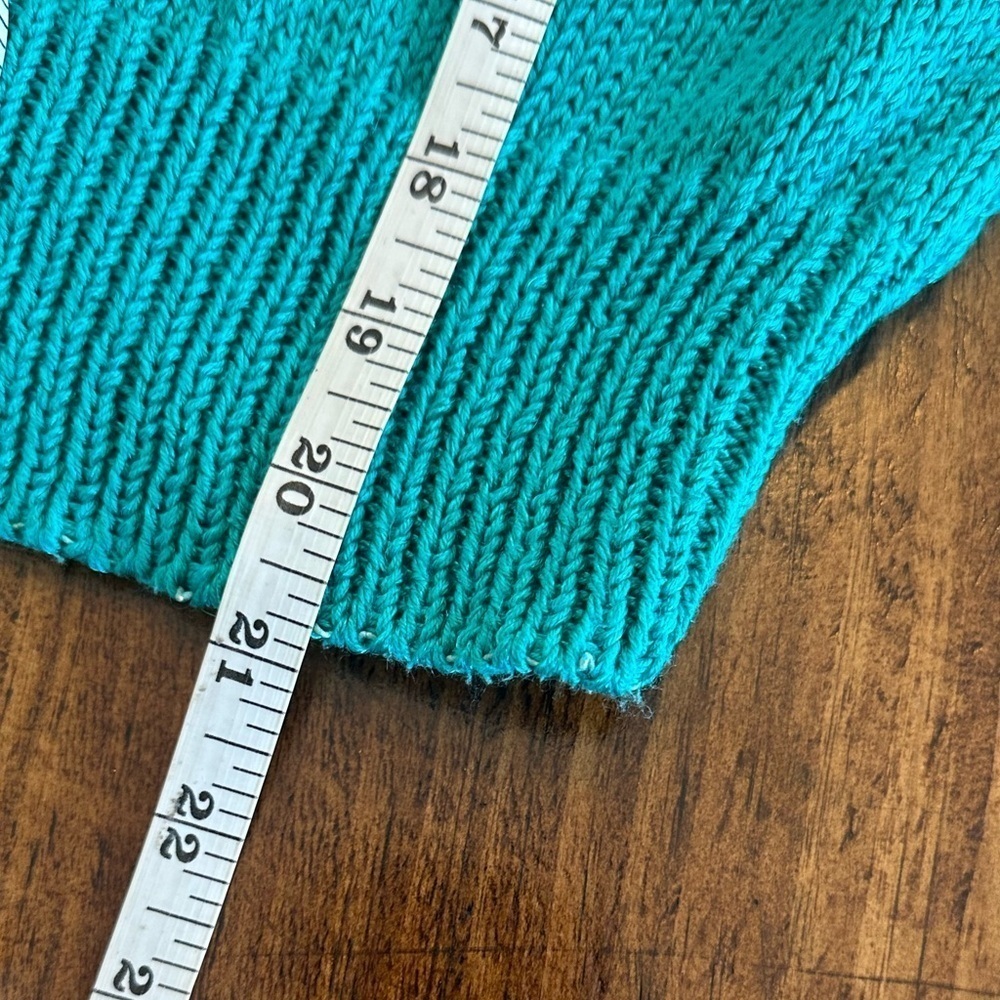 Lauren Cole | 80s Teal & White Angora Embellished Sweater - Picture 8 of 8